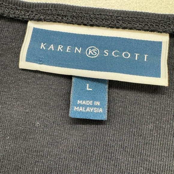 Women's Karen Scott Black Long Sleeve T-Shirt Size L - Picture 3 of 5